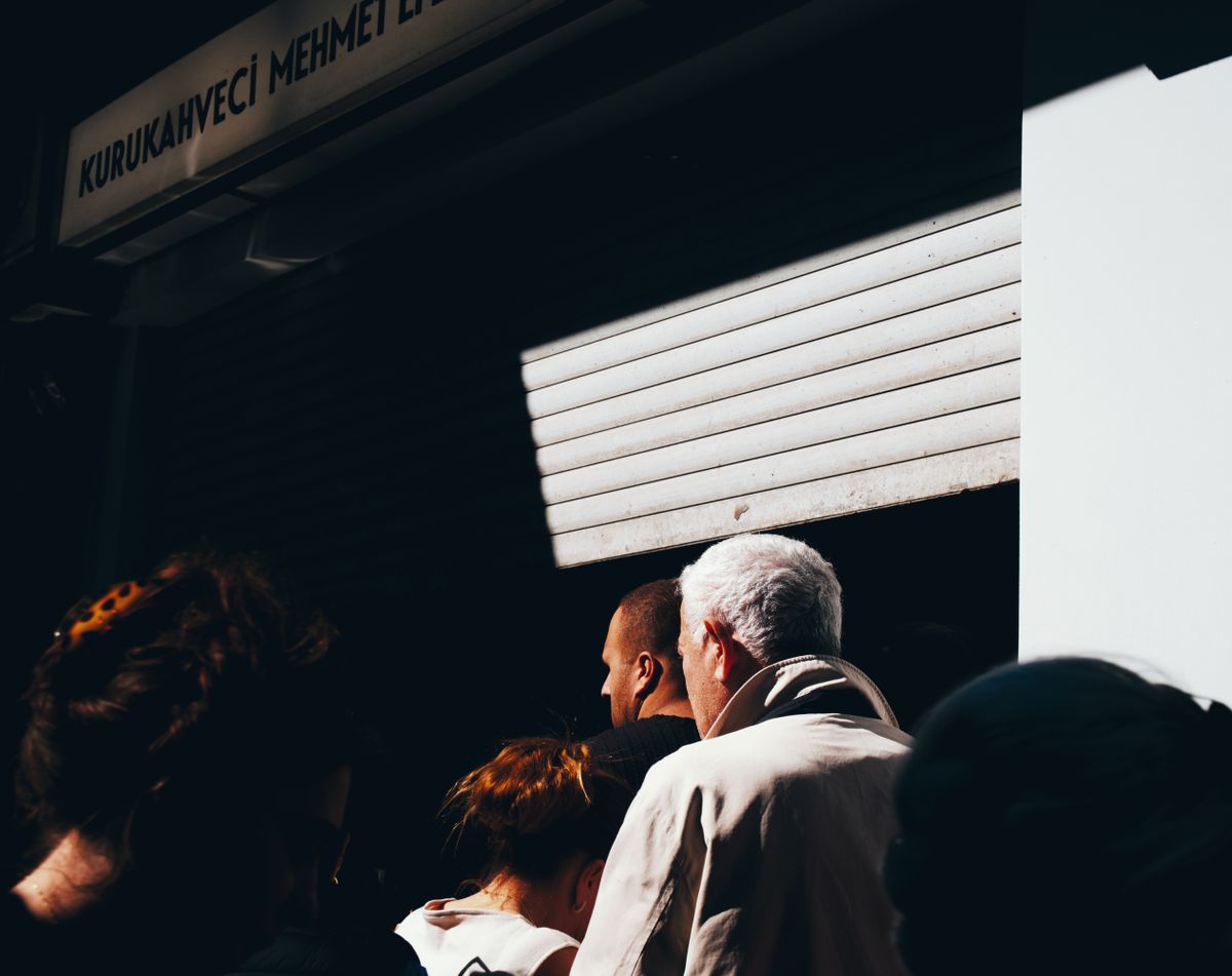 Guests waiting in line at a busy venue
