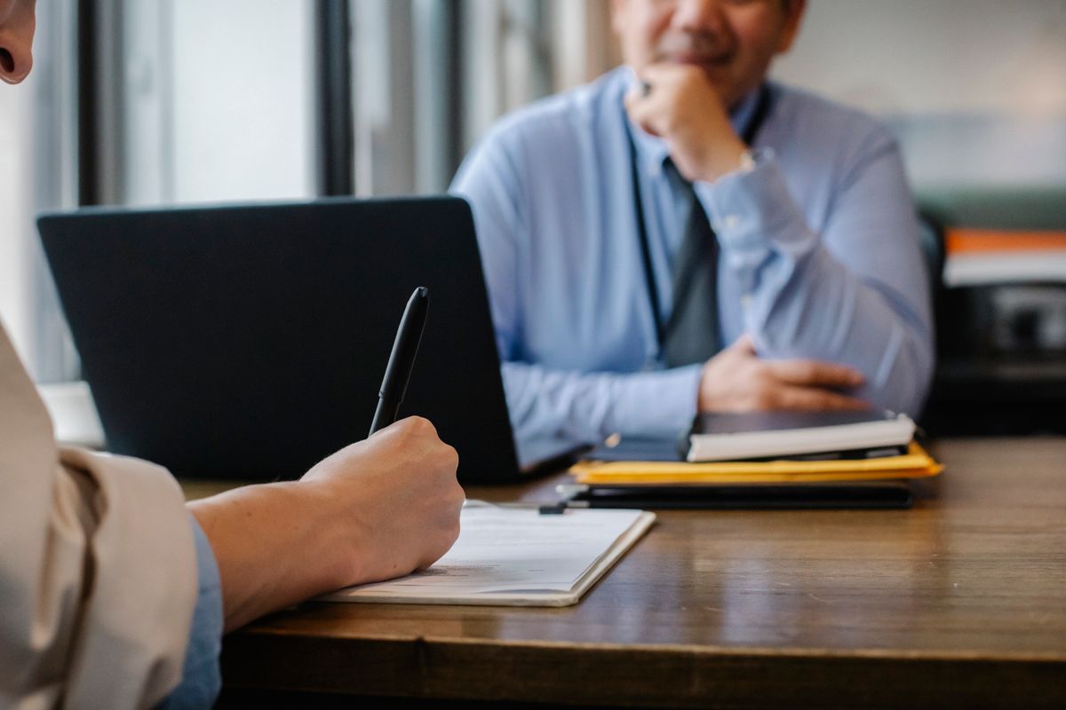 Attorney meeting with a new client